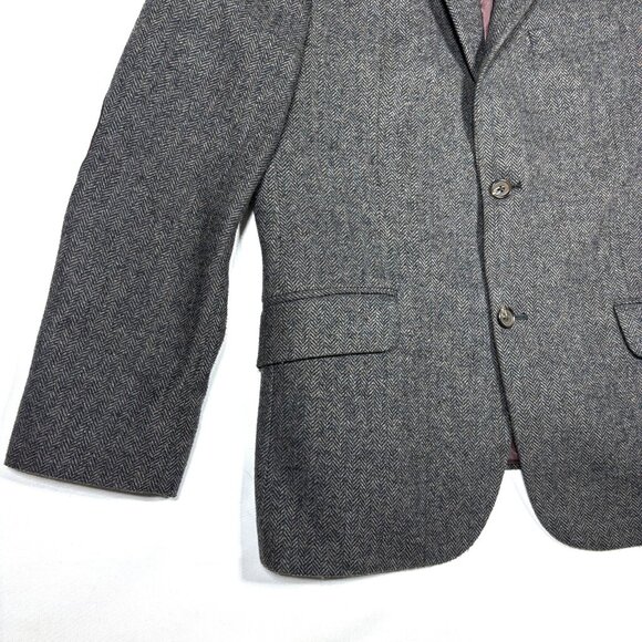 Banana Republic Wool Blend Tweed Herringbone Blazer Sport Coat w/Elbow Patch 44R - Picture 5 of 15